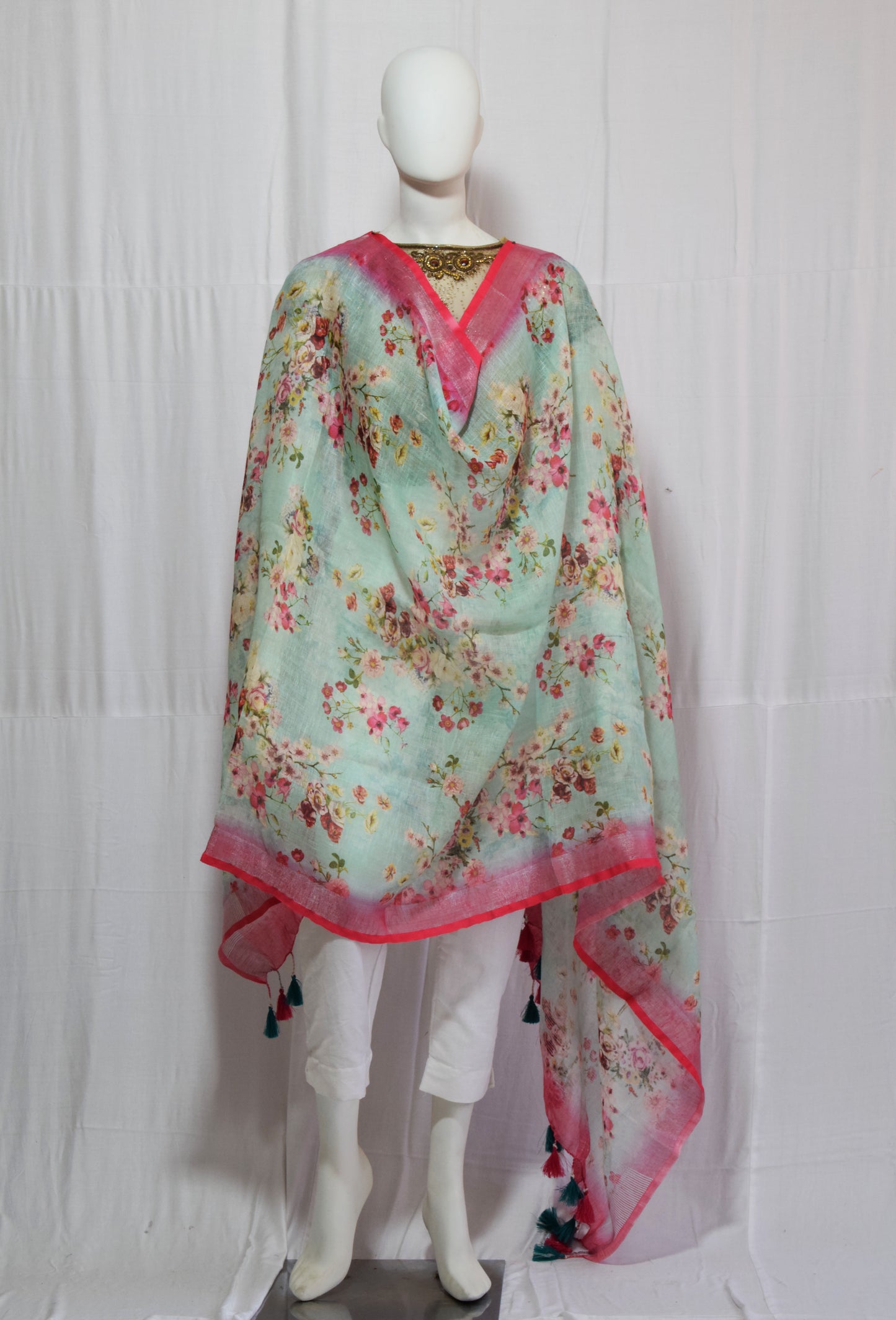 100% Pure Linen Printed Dupatta (2.5 Meter)