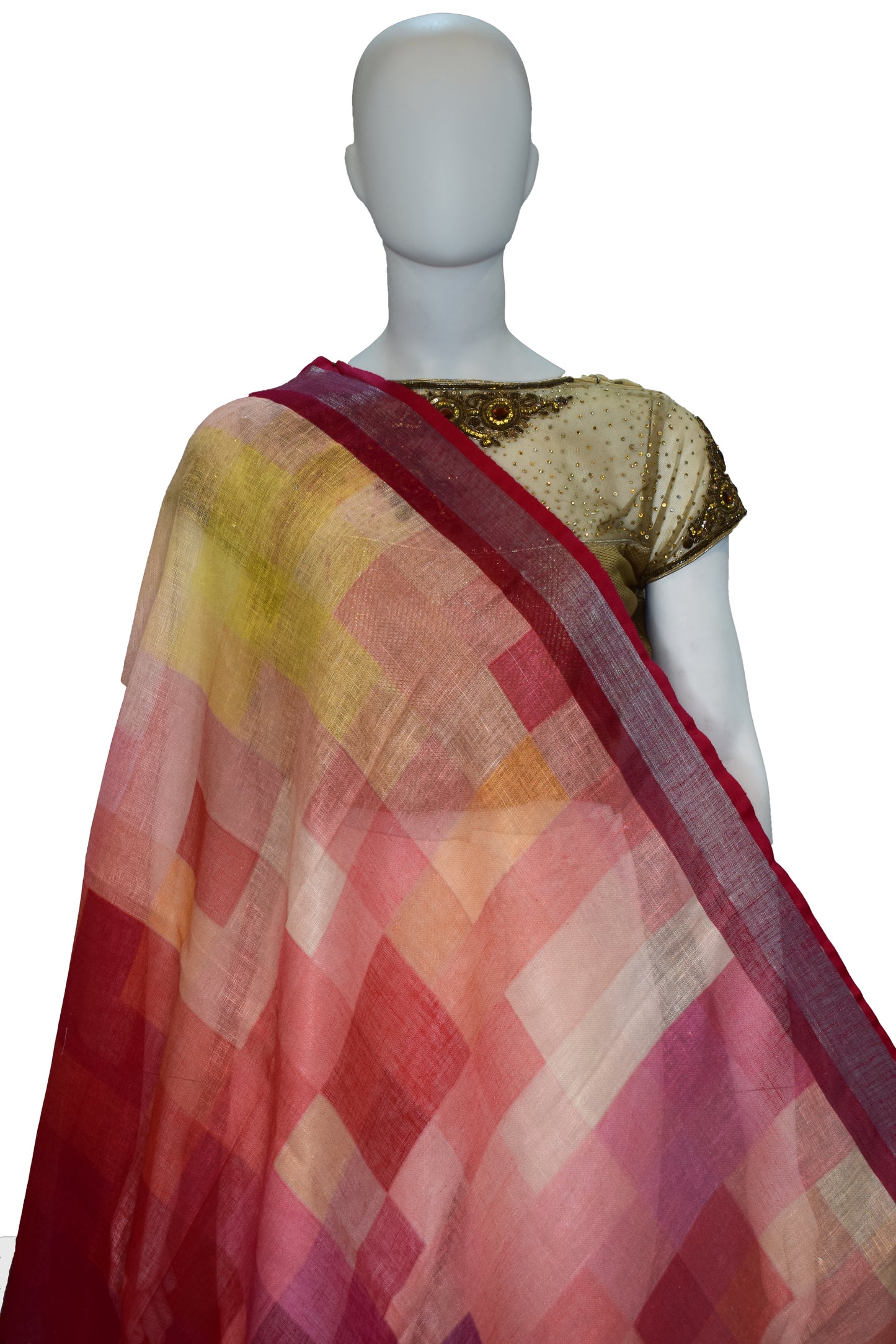 Women's Linen Red Printed Dupatta