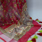 Red Linen Kalamkari Printed Dupatta For Women