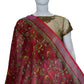 Red Linen Kalamkari Printed Dupatta For Women