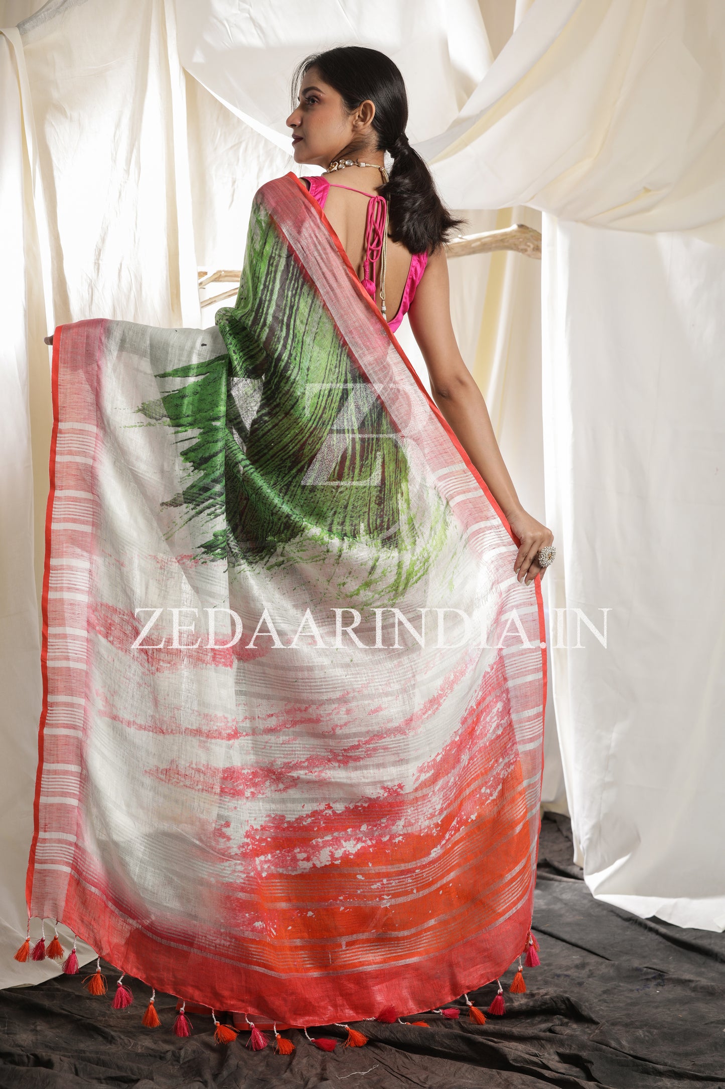 Printed Linen Saree