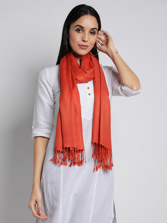 Orange Pashmina Viscose Stoles