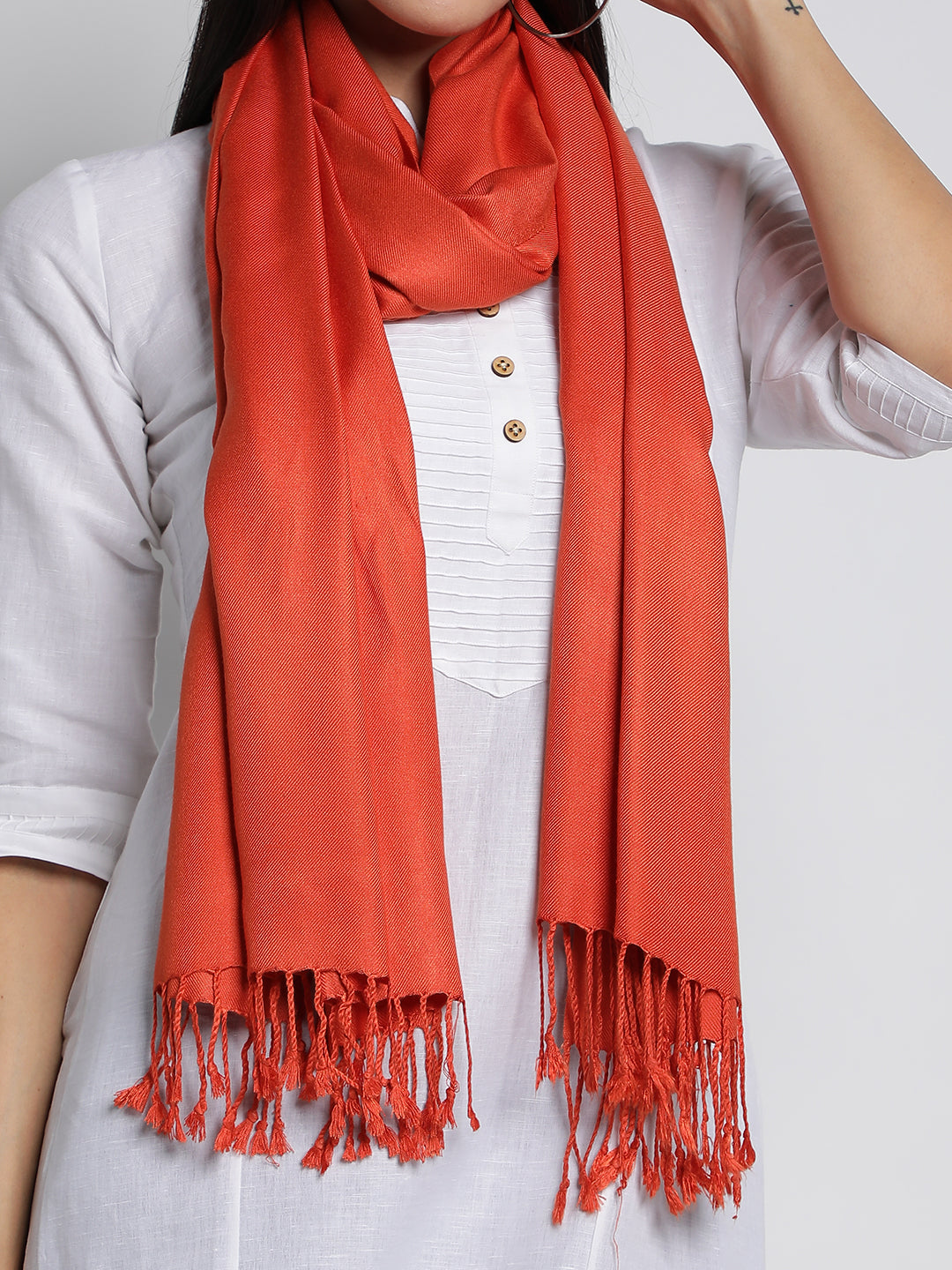 Orange Pashmina Viscose Stoles