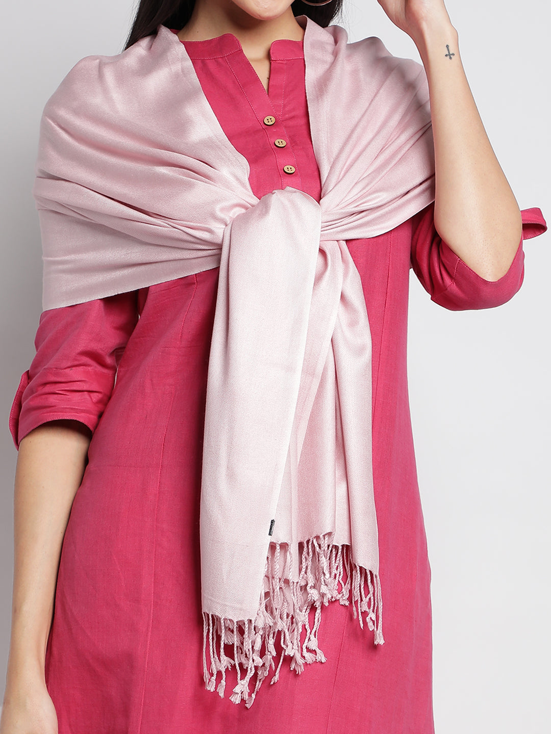 Pink Pashmina Viscose Stoles