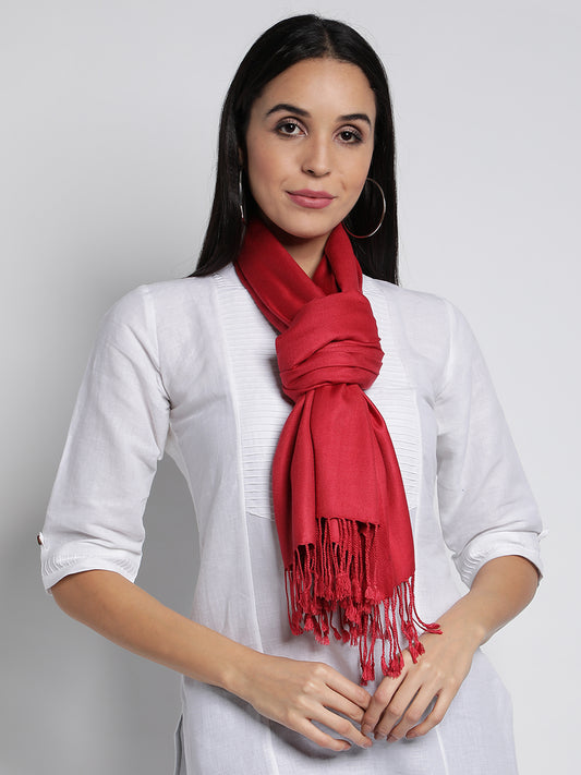 Red Pashmina Viscose Stoles