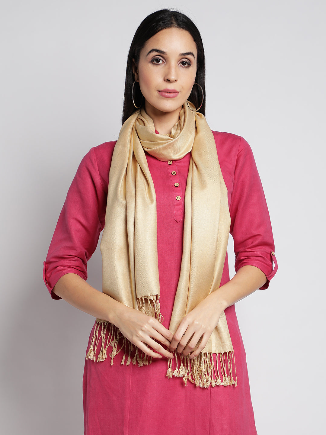 Beige Pashmina Viscose Stoles