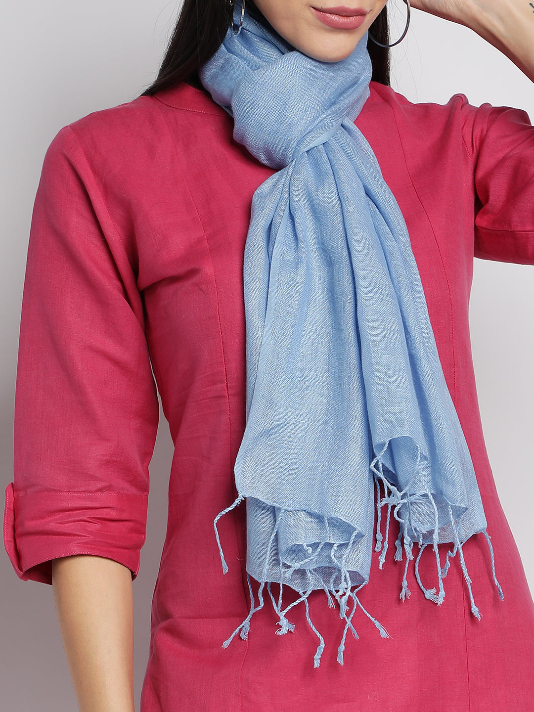 Blue Linen Stoles & Scarves