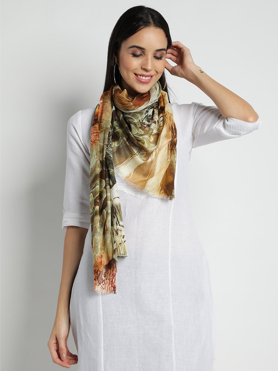 Brown Digital Modal Stole & Scarves