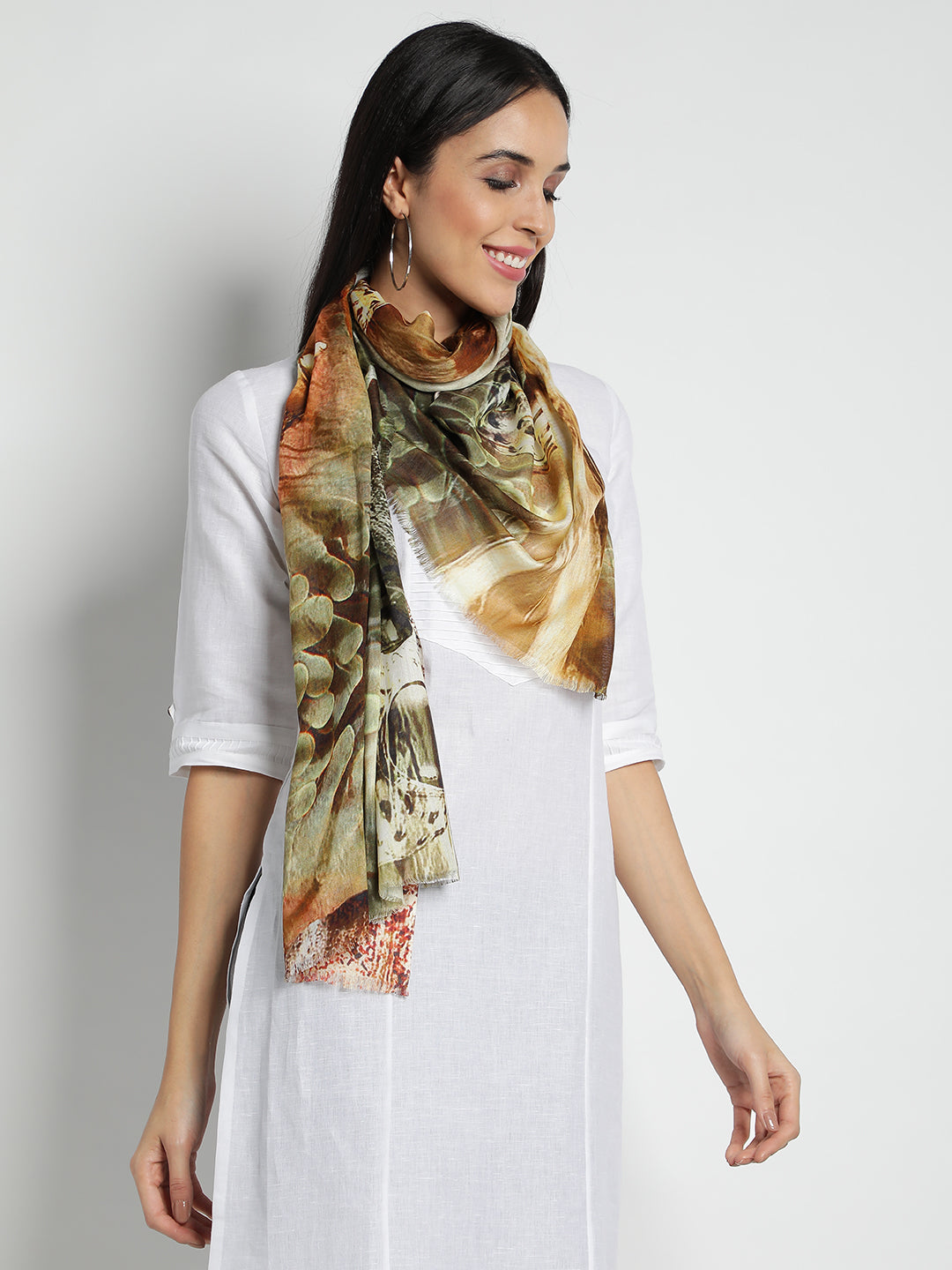 Brown Digital Modal Stole & Scarves