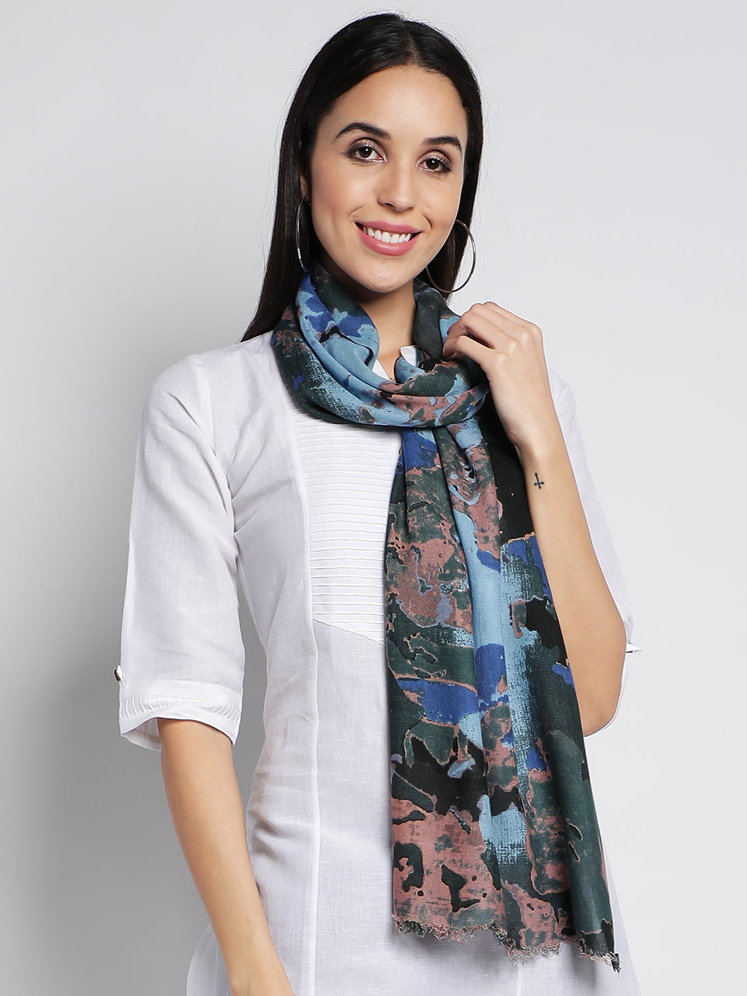 Blue Digital Printed Viscose Stoles