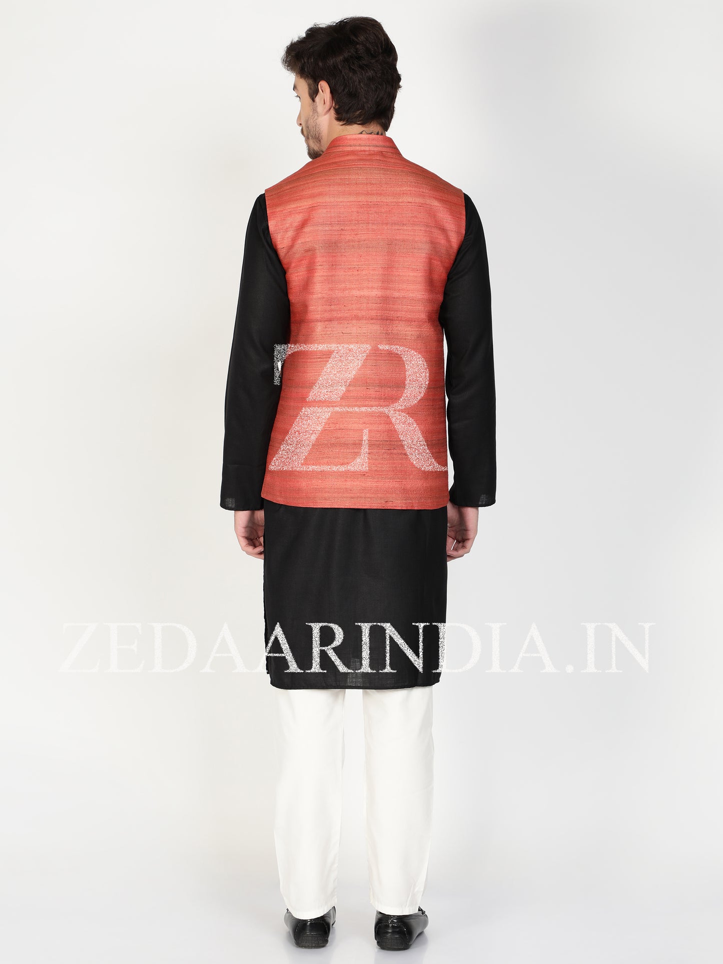 Red Silk Men's Waist Coat (Bandi)