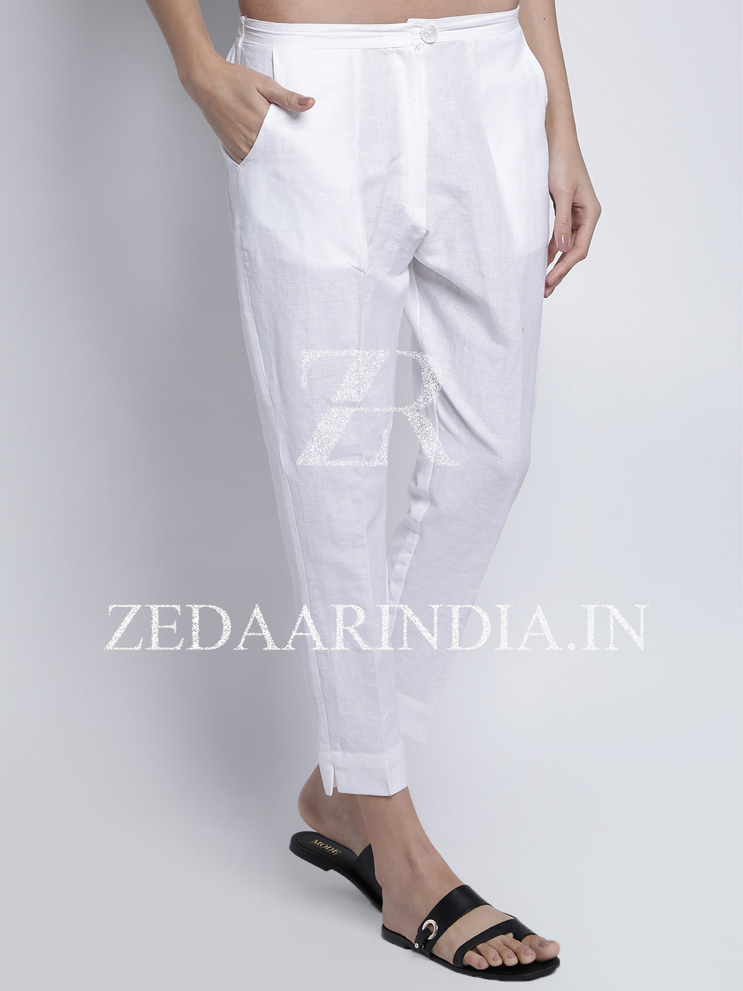 Ivan Linen Zipper Pants – Beige - Zebein India | Linen Drama