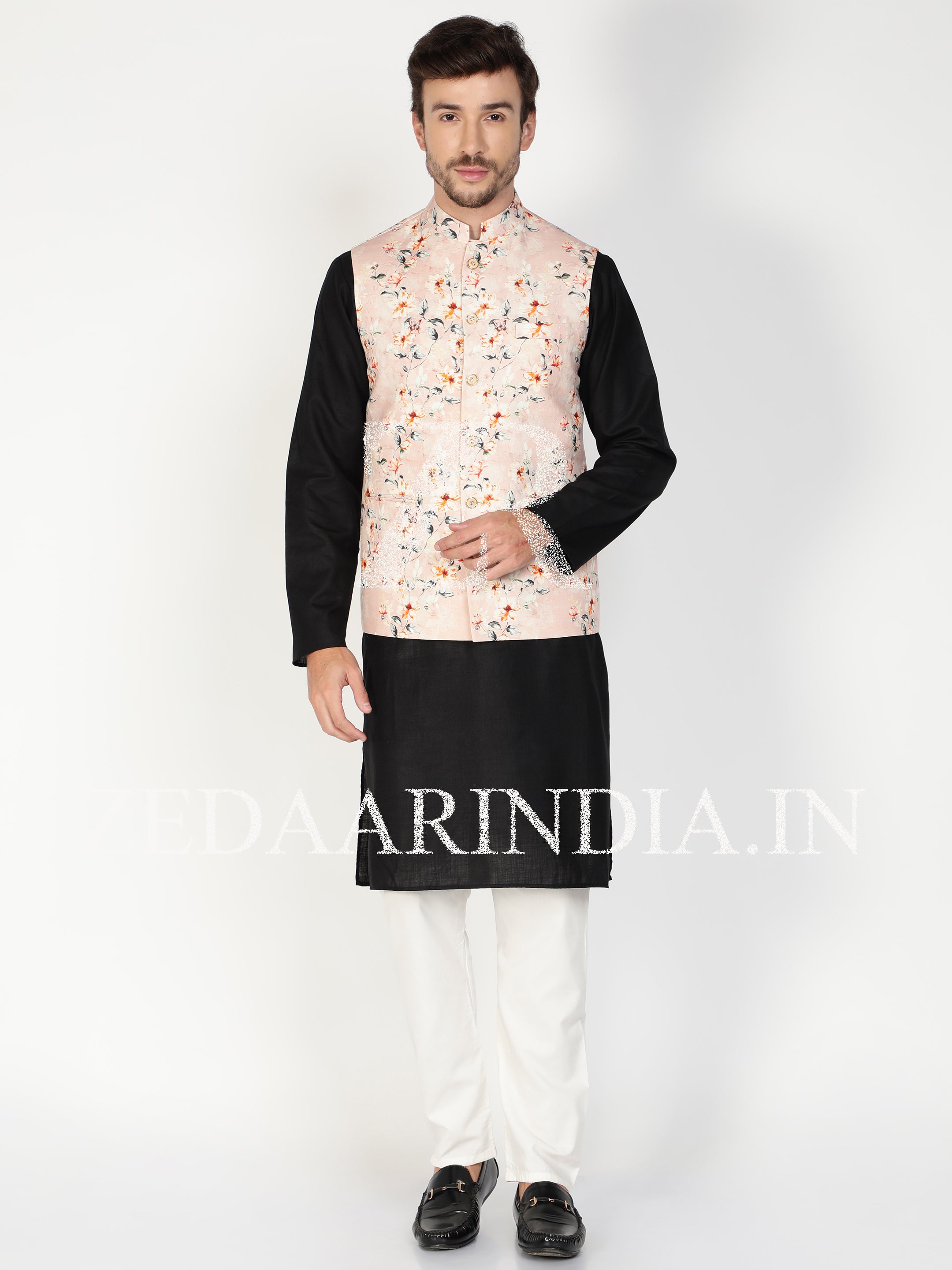 Cream Linen Men s Waist Coat Bandi ZED AAR INDIA