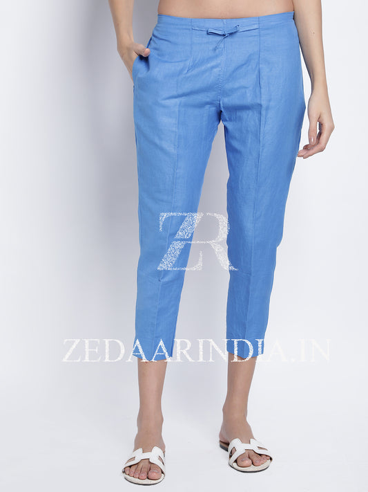 Women's Blue Linen Pants